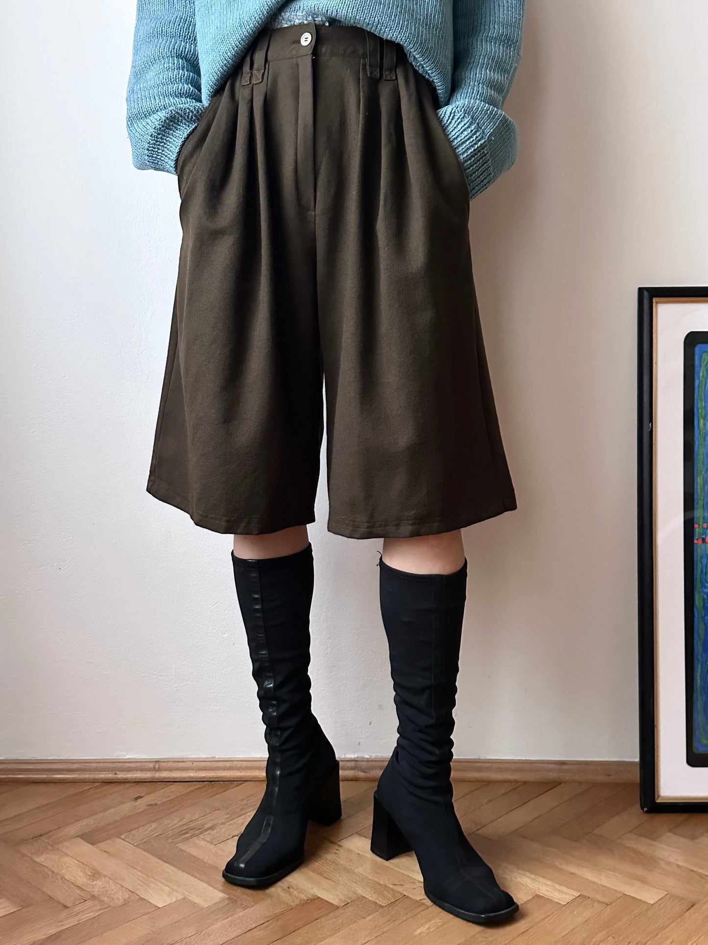 wool brown half trouser