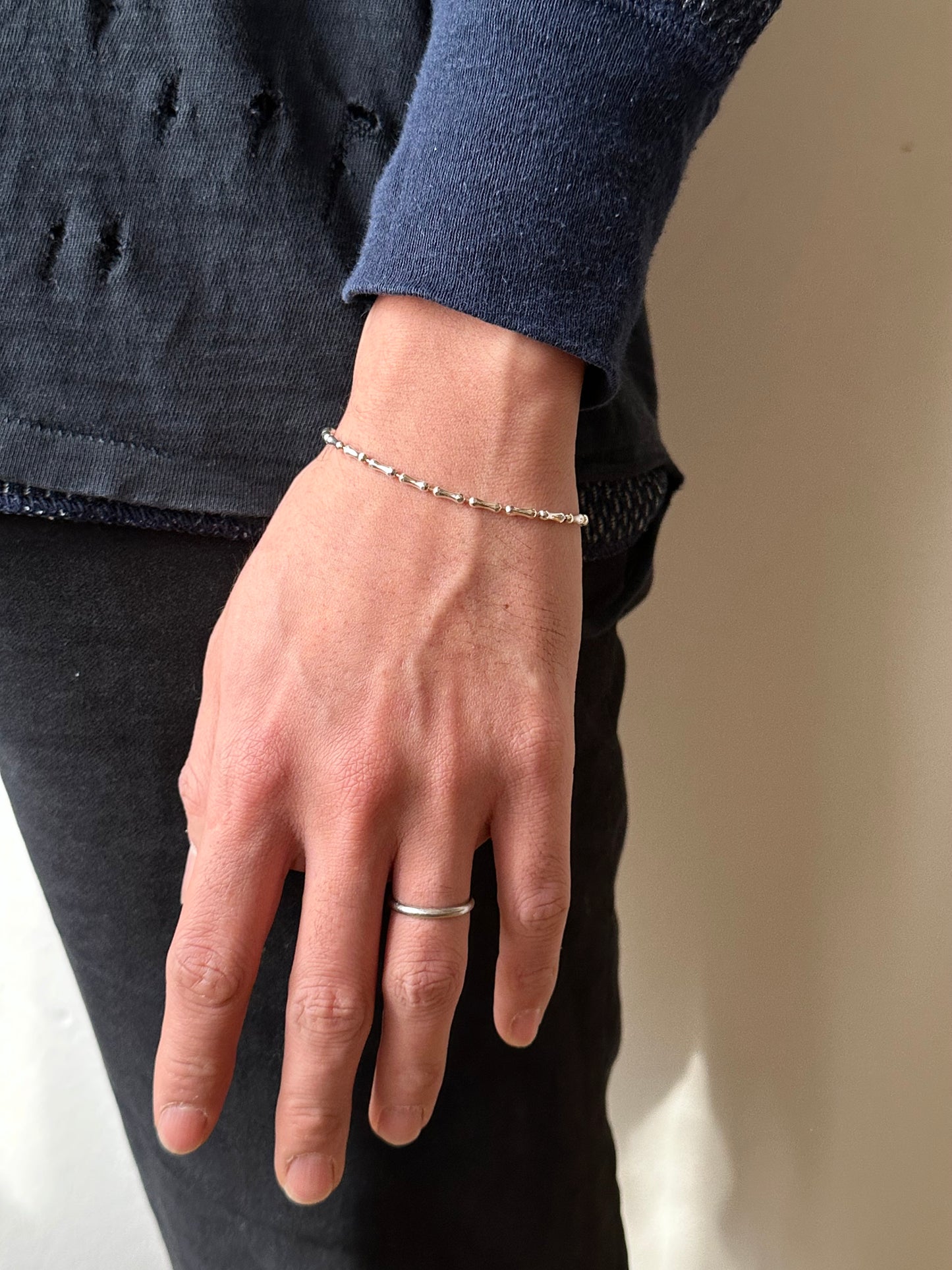 925 silver tiny born chain bracelet