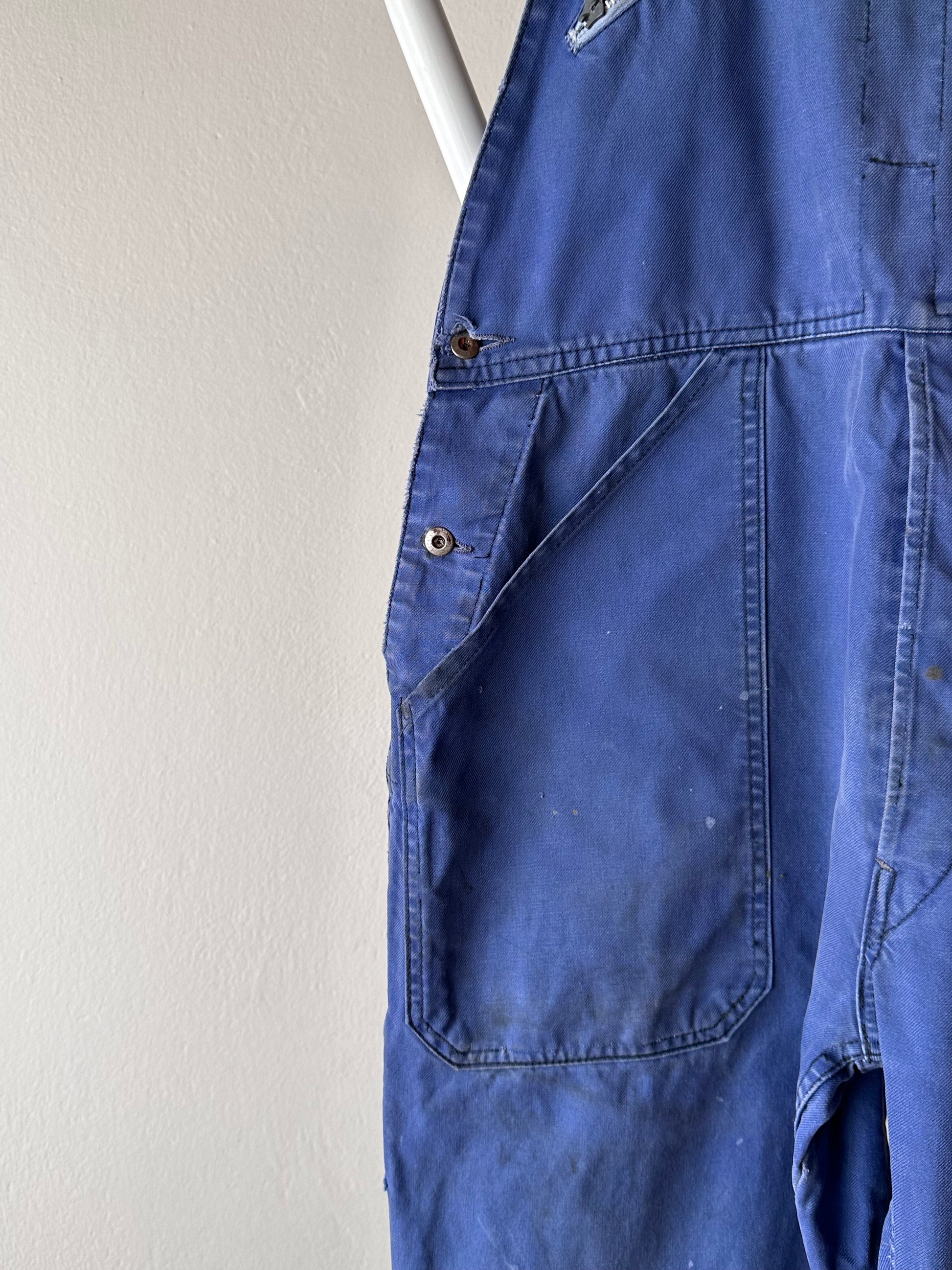 French Adolphe Lafont blue cotton twill overalls 50's 60's workwear vintage フレンチワーク ユーロ古着 ヨーロッパ古着