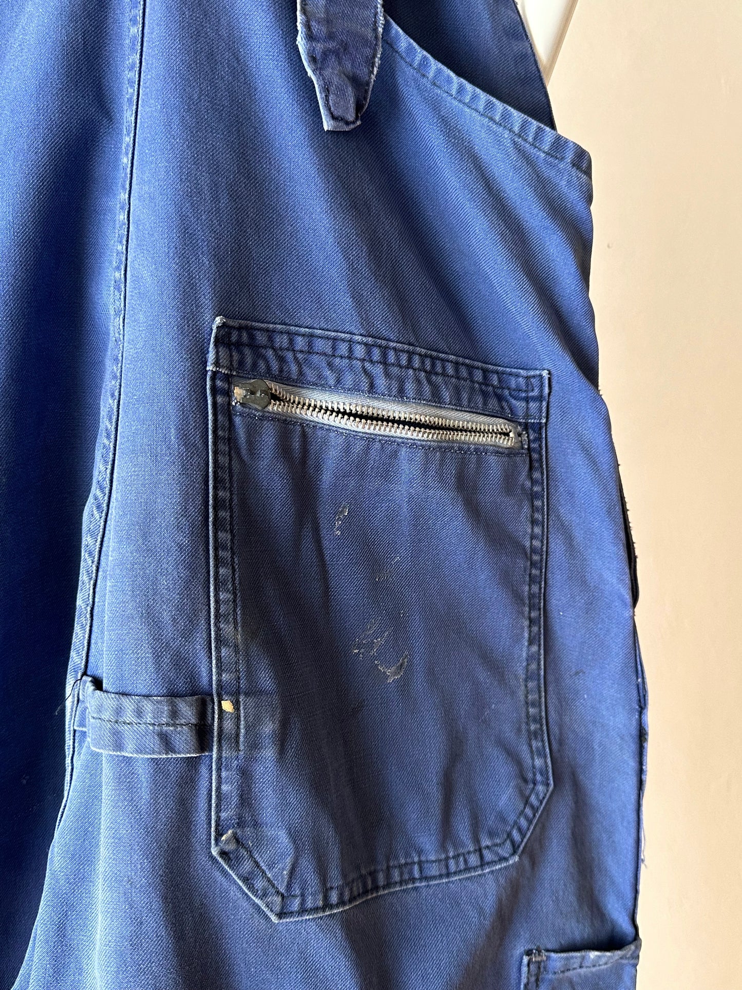 French Adolphe Lafont blue cotton twill overalls 50's 60's workwear vintage フレンチワーク ユーロ古着 ヨーロッパ古着