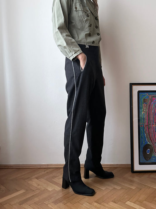 wool felt trouser in charcoal
