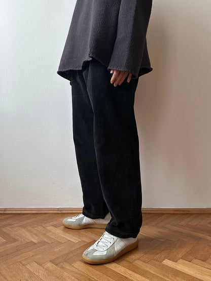 70s French black corduroy - w32