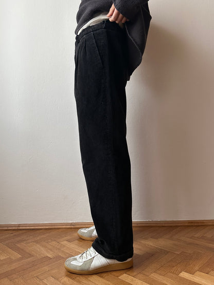 70s French black corduroy - w32