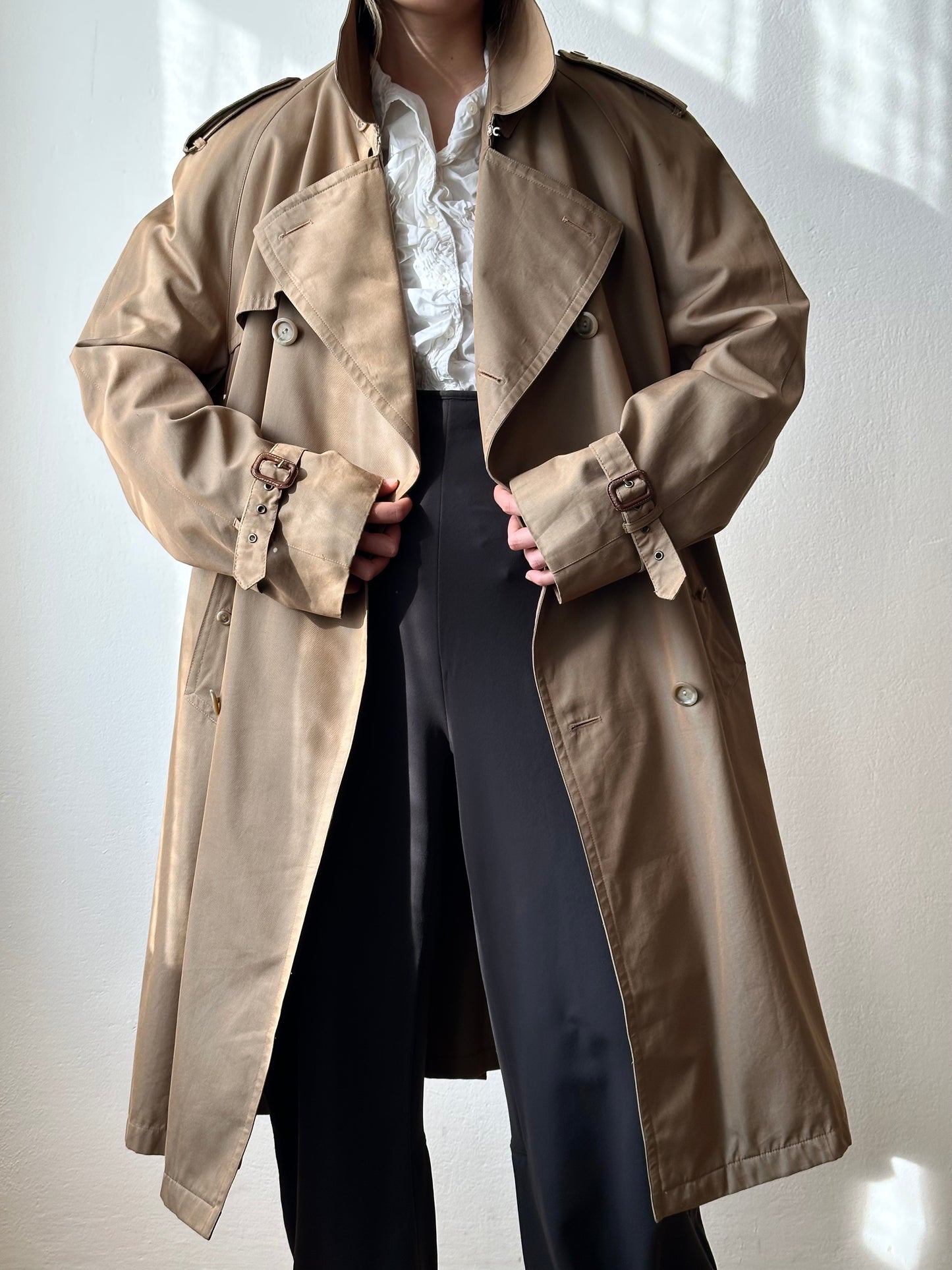 70s Belgium iridescence cotton gabardin trench coat