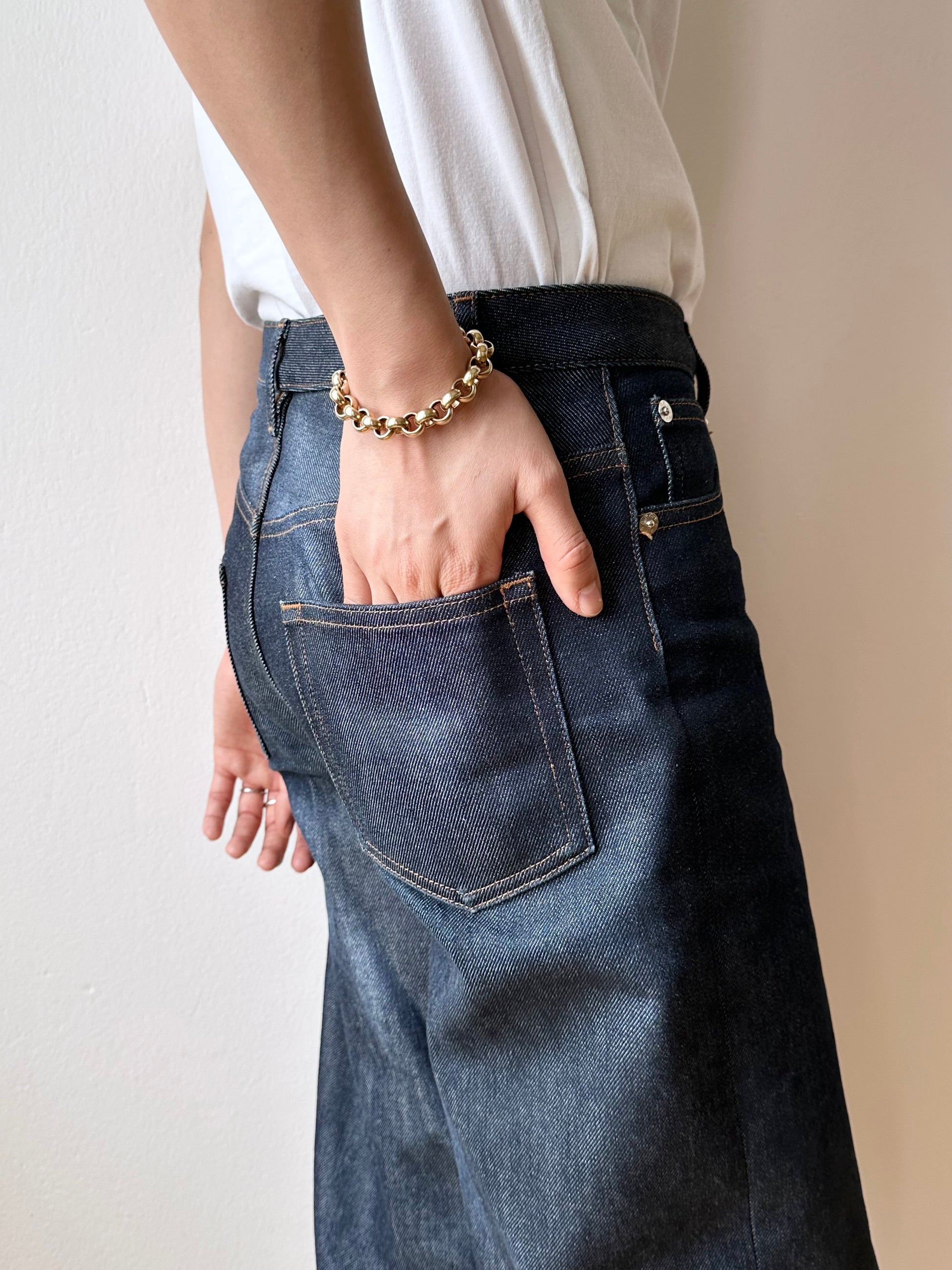 925 champagne gold rolo chain bracelet German sterling silver vermeil ヴェルメイユ シルバー スターリングシルバー ゴールドプレート チェーンブレスレット ブレスレット チェーン ヴィンテージ シルバー シルバージュエリー vintage silver jewelry