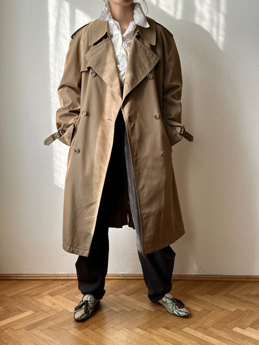 70s Belgium iridescence cotton gabardin trench coat