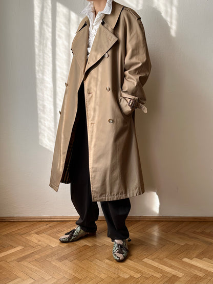 70s Belgium iridescence cotton gabardin trench coat