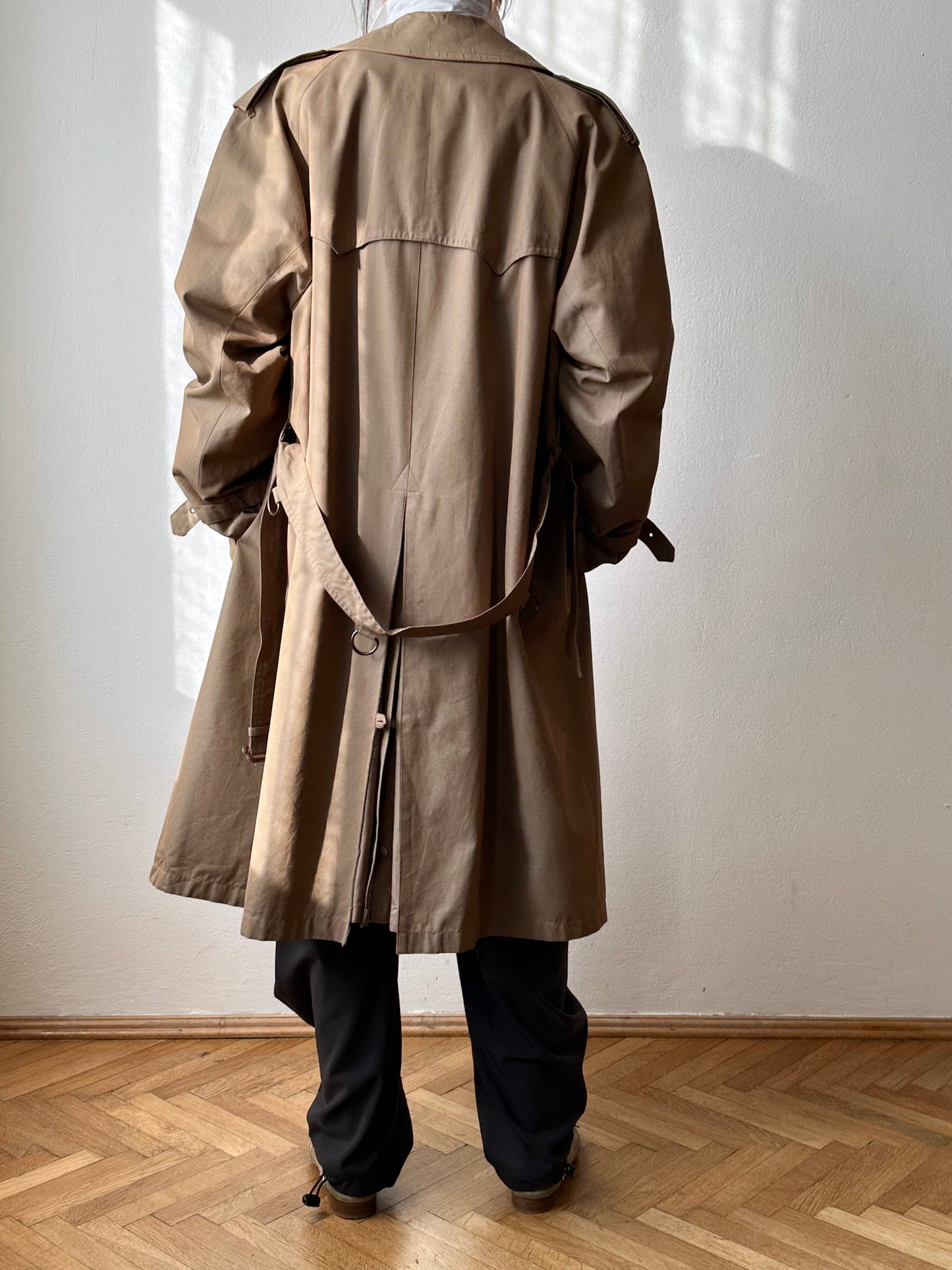 70s Belgium iridescence cotton gabardin trench coat