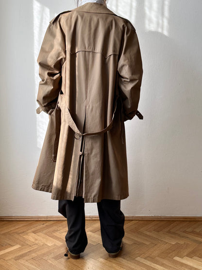 70s Belgium iridescence cotton gabardin trench coat