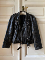 90s aged nappa leather biker jacket