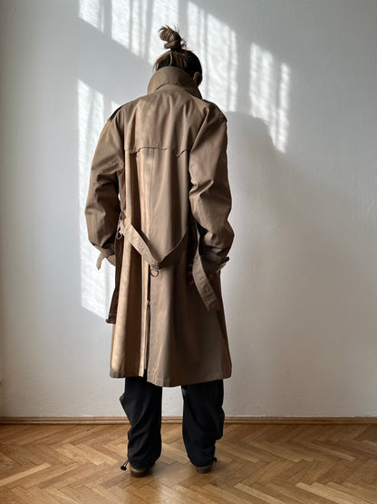 70s Belgium iridescence cotton gabardin trench coat