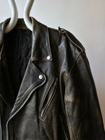 90s aged nappa leather biker jacket