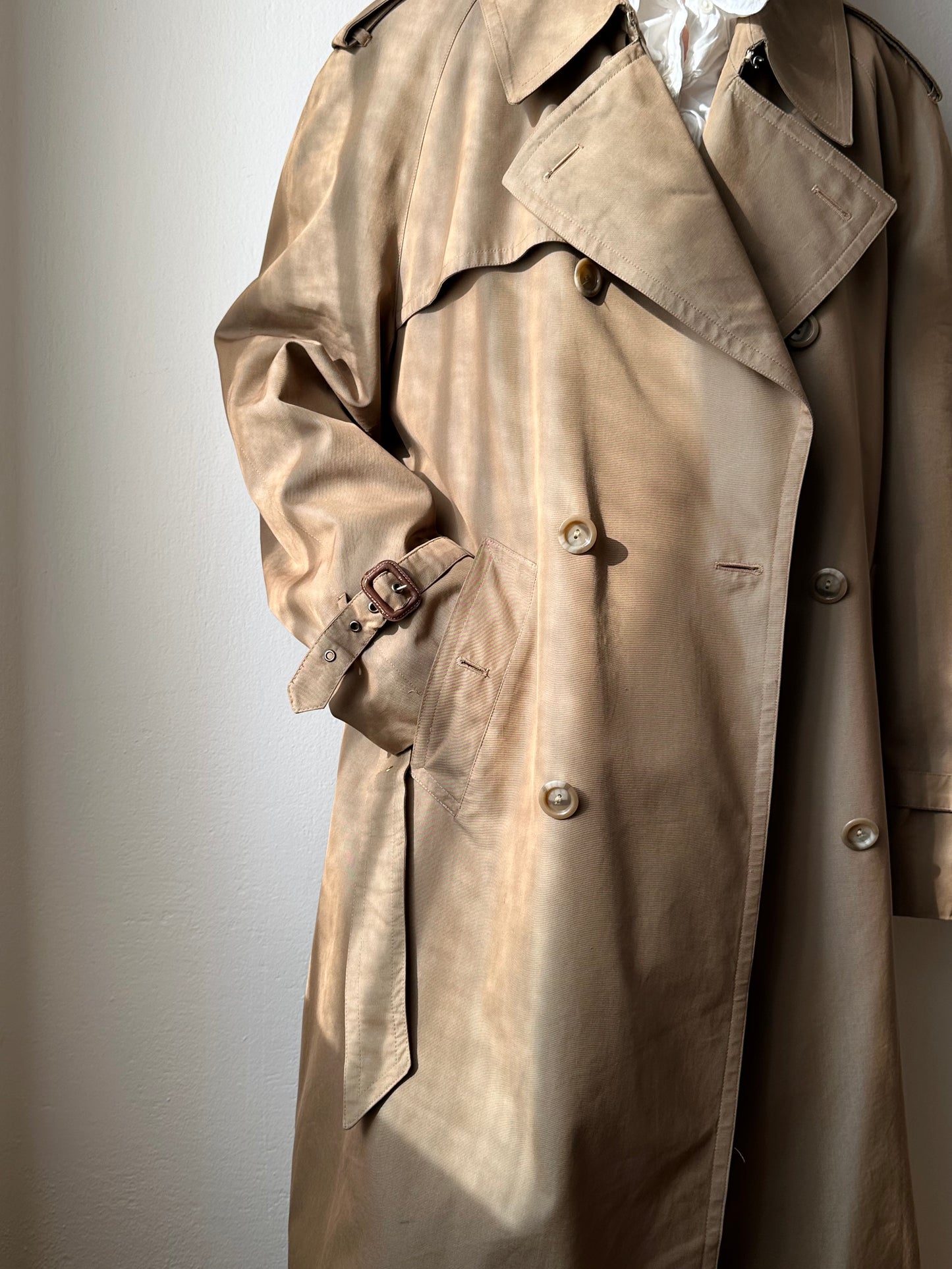 70s Belgium iridescence cotton gabardin trench coat
