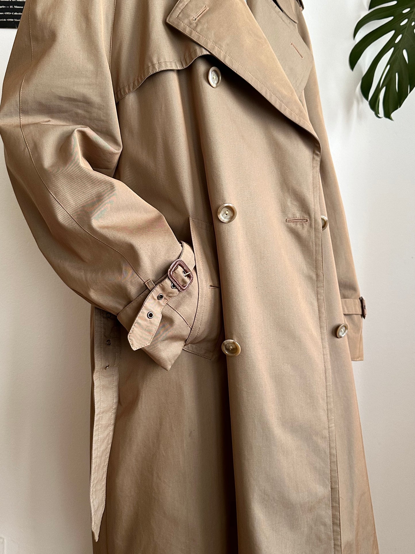 70s Belgium iridescence cotton gabardin trench coat
