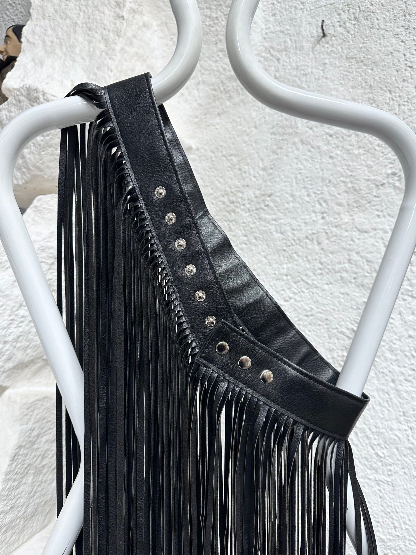 Great Britain leather fringe belt deadstock