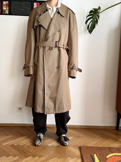 70s Belgium iridescence cotton gabardin trench coat
