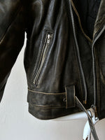 90s aged nappa leather biker jacket