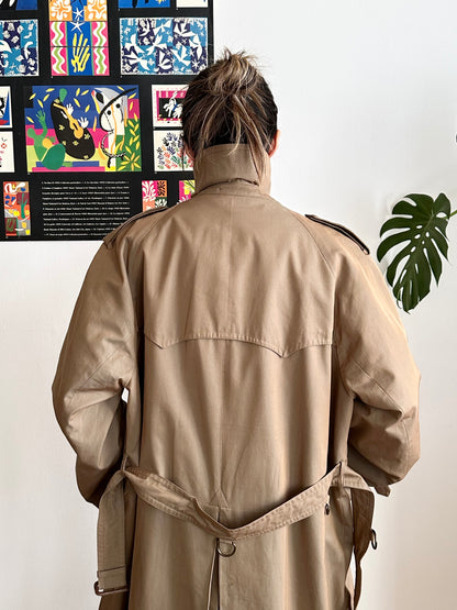 70s Belgium iridescence cotton gabardin trench coat