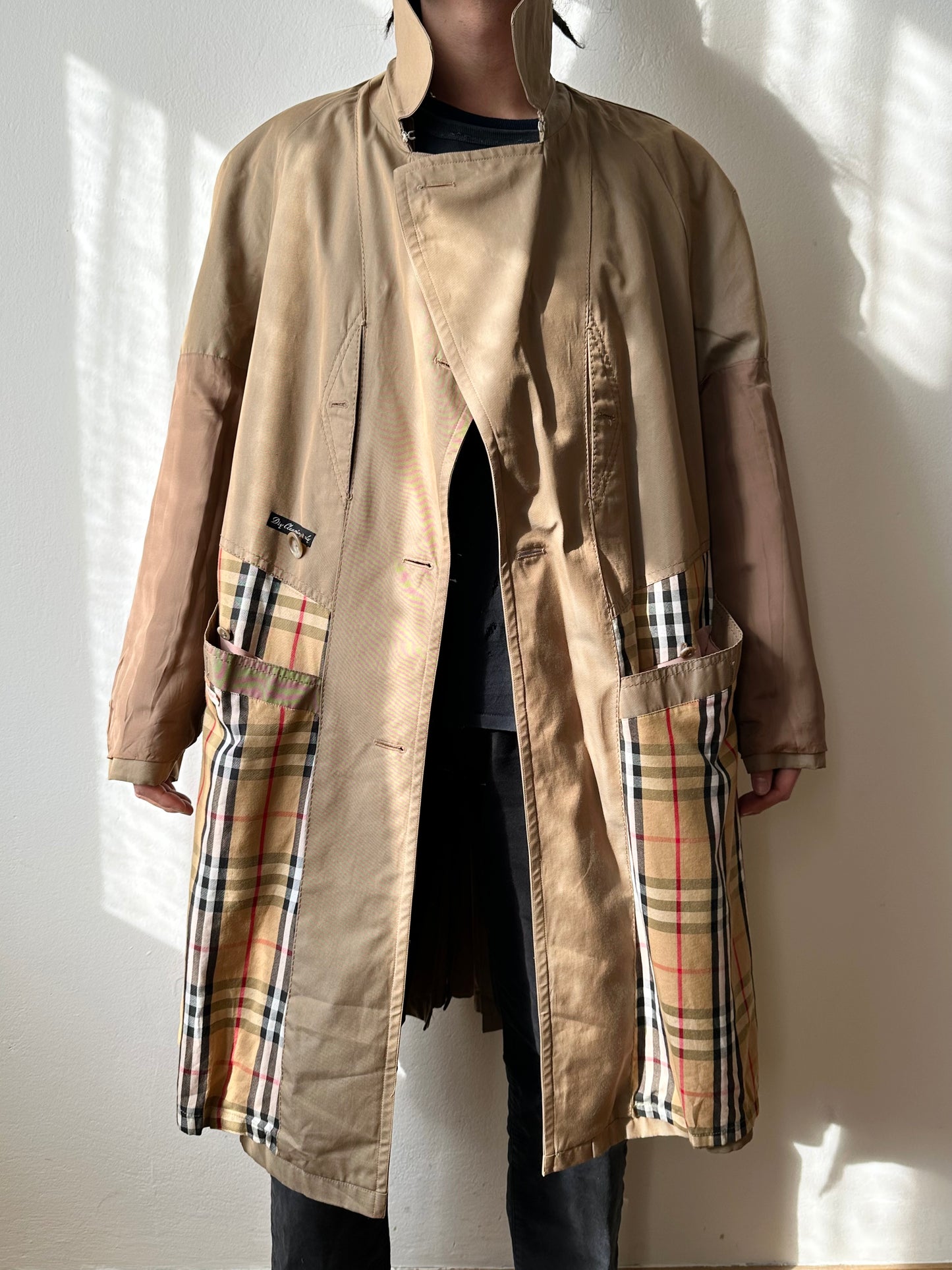 70s Belgium iridescence cotton gabardin trench coat