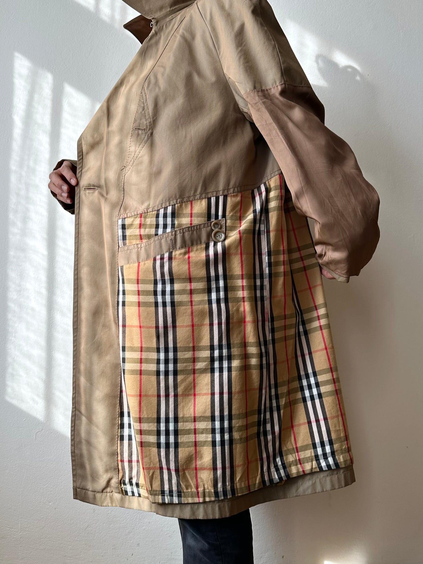 70s Belgium iridescence cotton gabardin trench coat