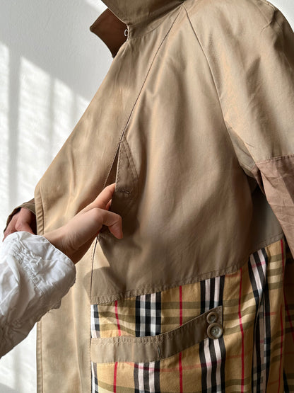 70s Belgium iridescence cotton gabardin trench coat