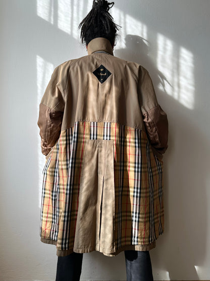 70s Belgium iridescence cotton gabardin trench coat