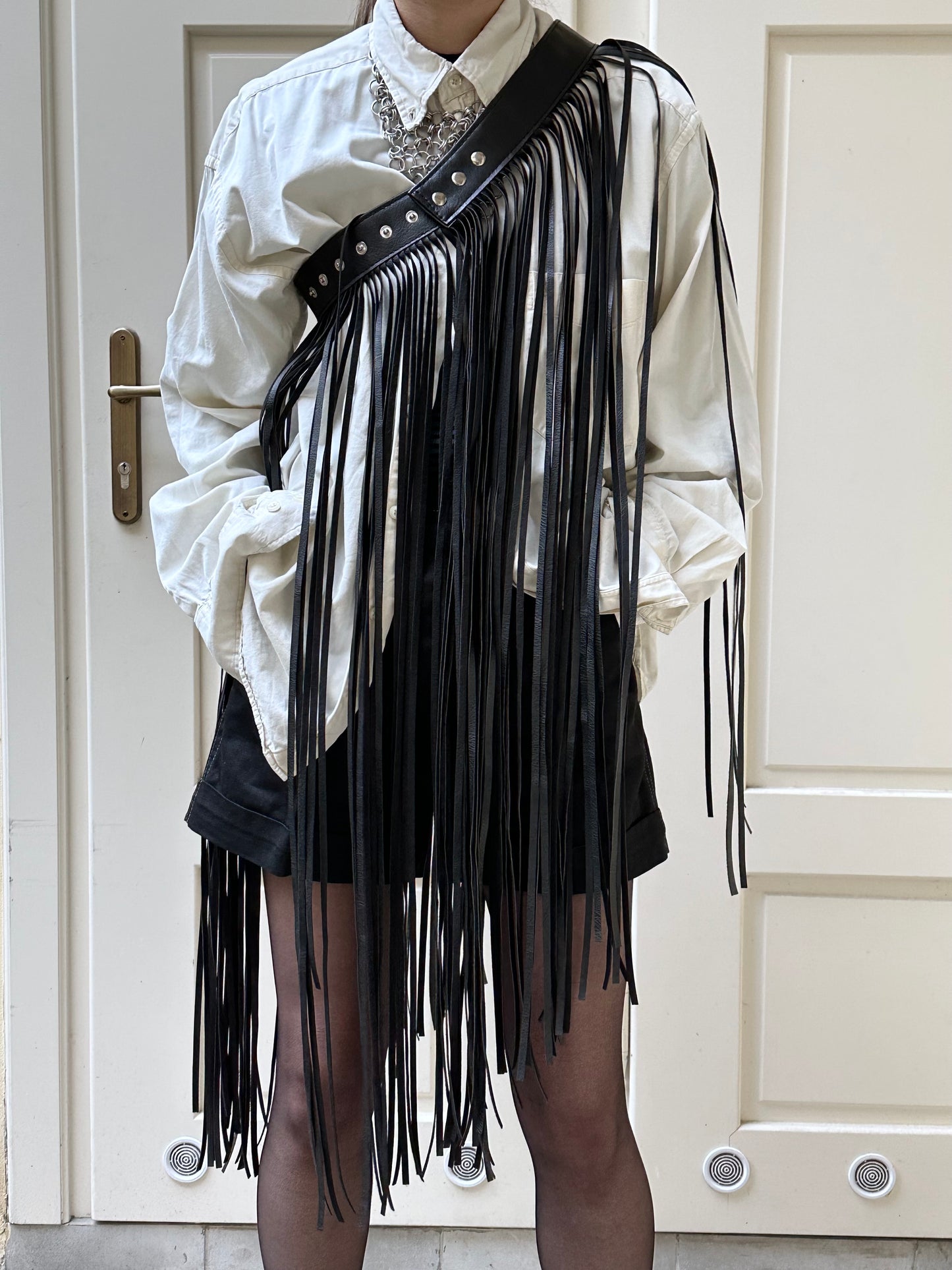 Great Britain leather fringe belt skirt dead stock deadstock made in England vintage イギリス レザー フリンジ ベルト スカート ヴィンテージ プラハ 古着屋 古着 プラハ古着屋 チェコ TOTO