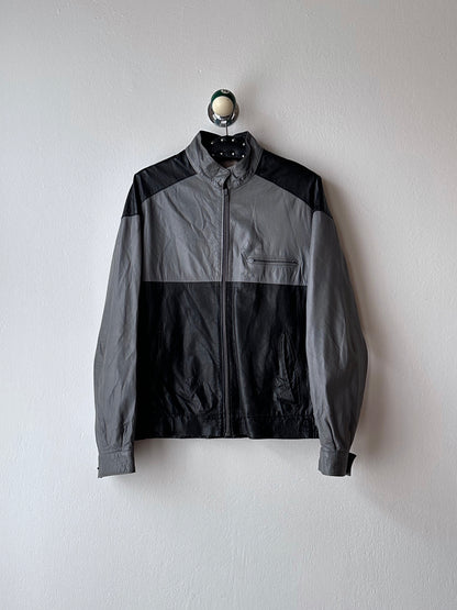 80's Leather Jacket Two tone Made in Italy Gray Black Toto Vintage clothing store Antique shop Praha Prague Italian 80年代 古着屋 プラハ ユーロ古着 古着卸 ヨーロッパ古着 フランス買い付け イタリア製