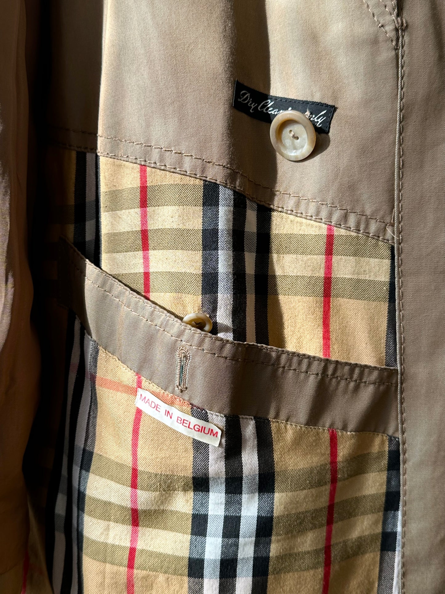 70s Belgium iridescence cotton gabardin trench coat