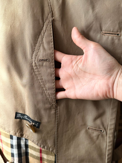 70s Belgium iridescence cotton gabardin trench coat