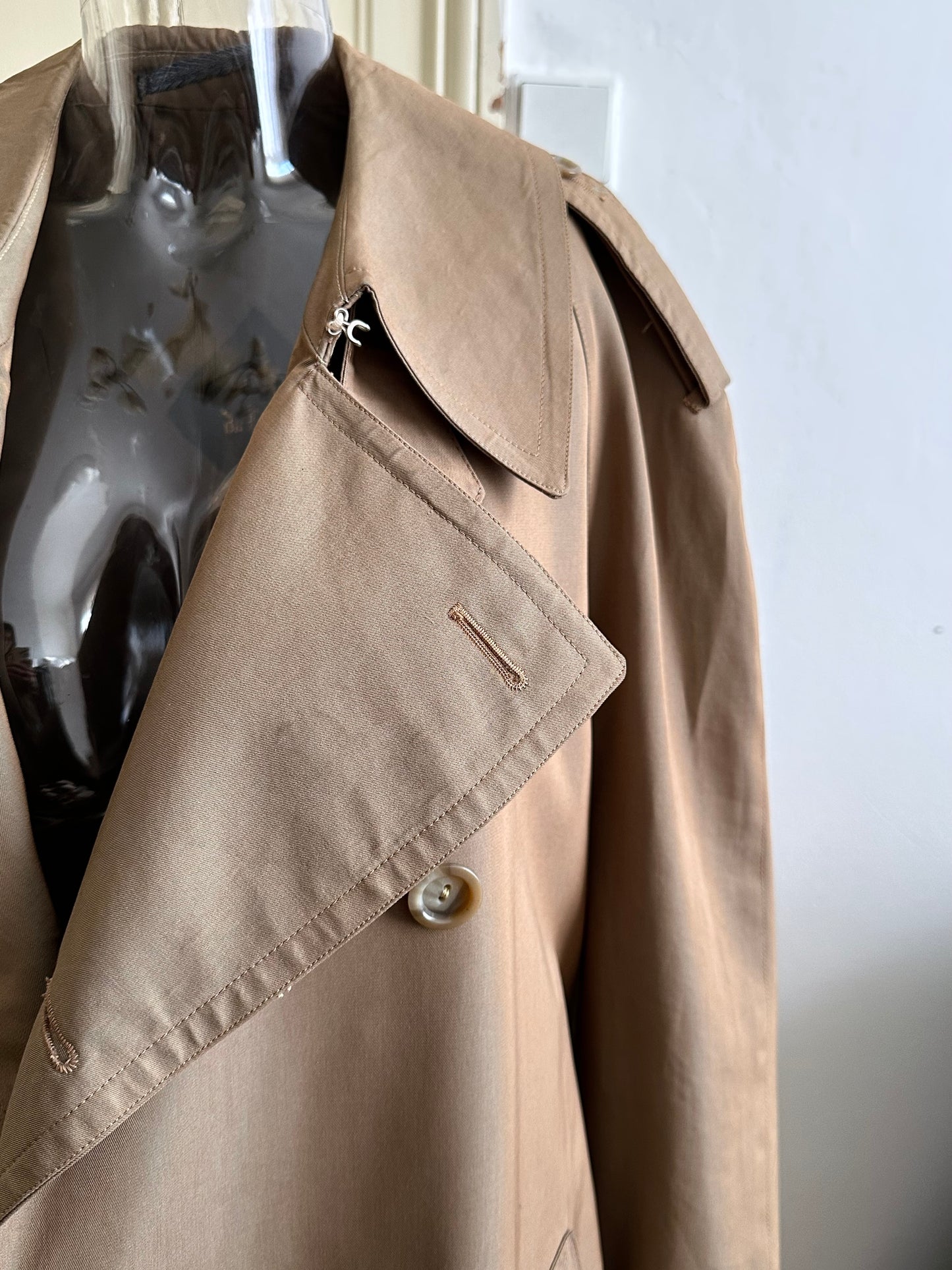 70s Belgium iridescence cotton gabardin trench coat