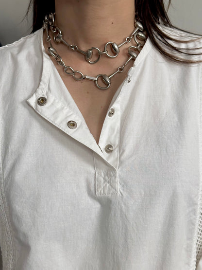 French horsebit metal necklace / belt chain