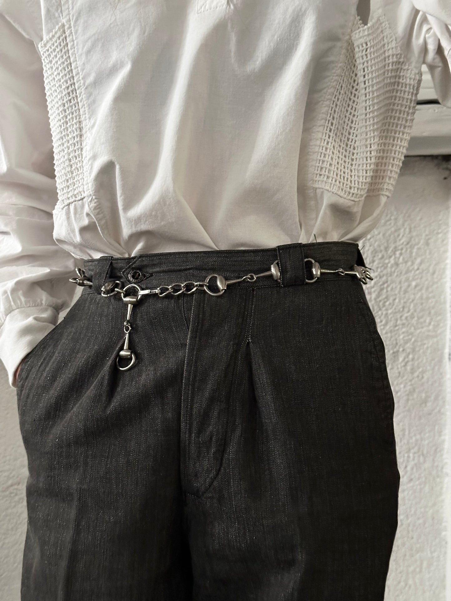 French horsebit metal necklace / belt chain
