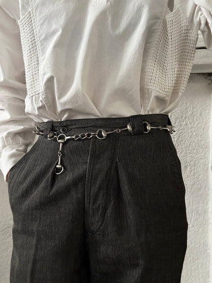 French horsebit metal necklace / belt chain