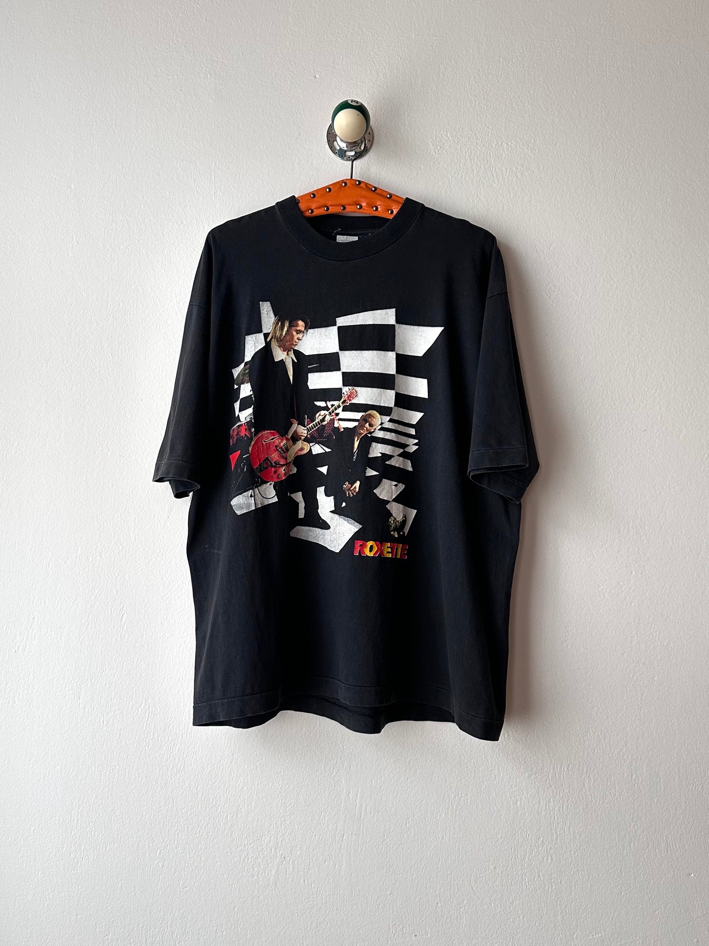 90's Roxette Band T shirt Tee Vintage Toto Praha Antique shop Vintage clothing store Showroom Prague プラハ 90年代 バンド Tシャツ Black 黒  ロンT ヴィンテージ ユーロ古着 古着卸 古着屋 