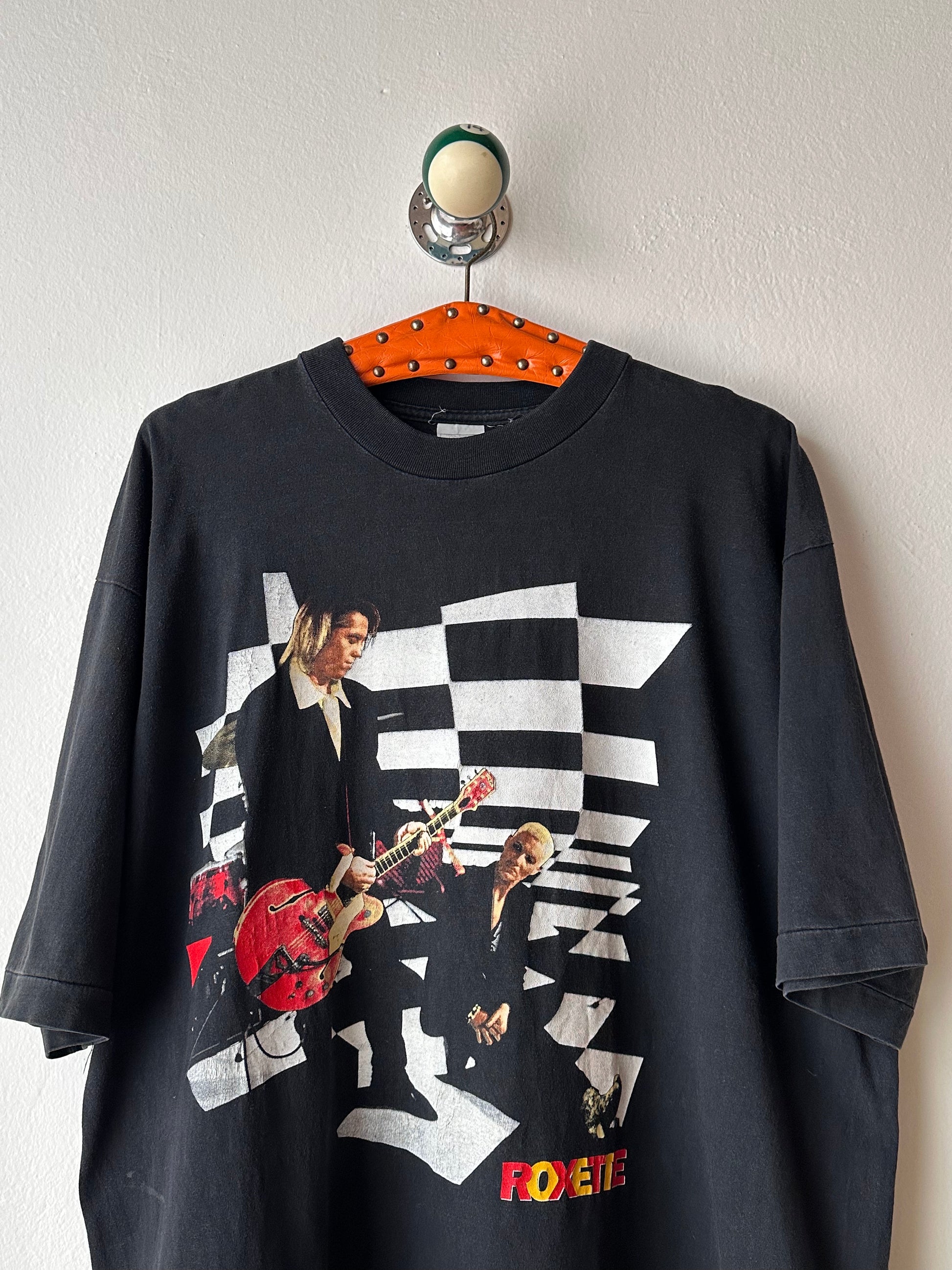 90's Roxette Band T shirt Tee Vintage Toto Praha Antique shop Vintage clothing store Showroom Prague プラハ 90年代 バンド Tシャツ Black 黒  ロンT ヴィンテージ ユーロ古着 古着卸 古着屋 