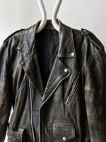 90s aged nappa leather biker jacket