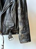 90s aged nappa leather biker jacket