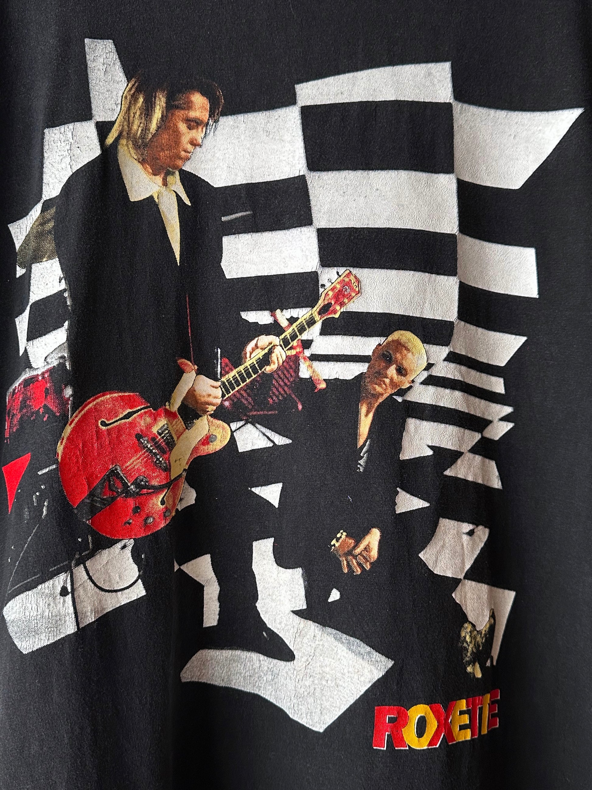 90's Roxette Band T shirt Tee Vintage Toto Praha Antique shop Vintage clothing store Showroom Prague プラハ 90年代 バンド Tシャツ Black 黒  ロンT ヴィンテージ ユーロ古着 古着卸 古着屋 