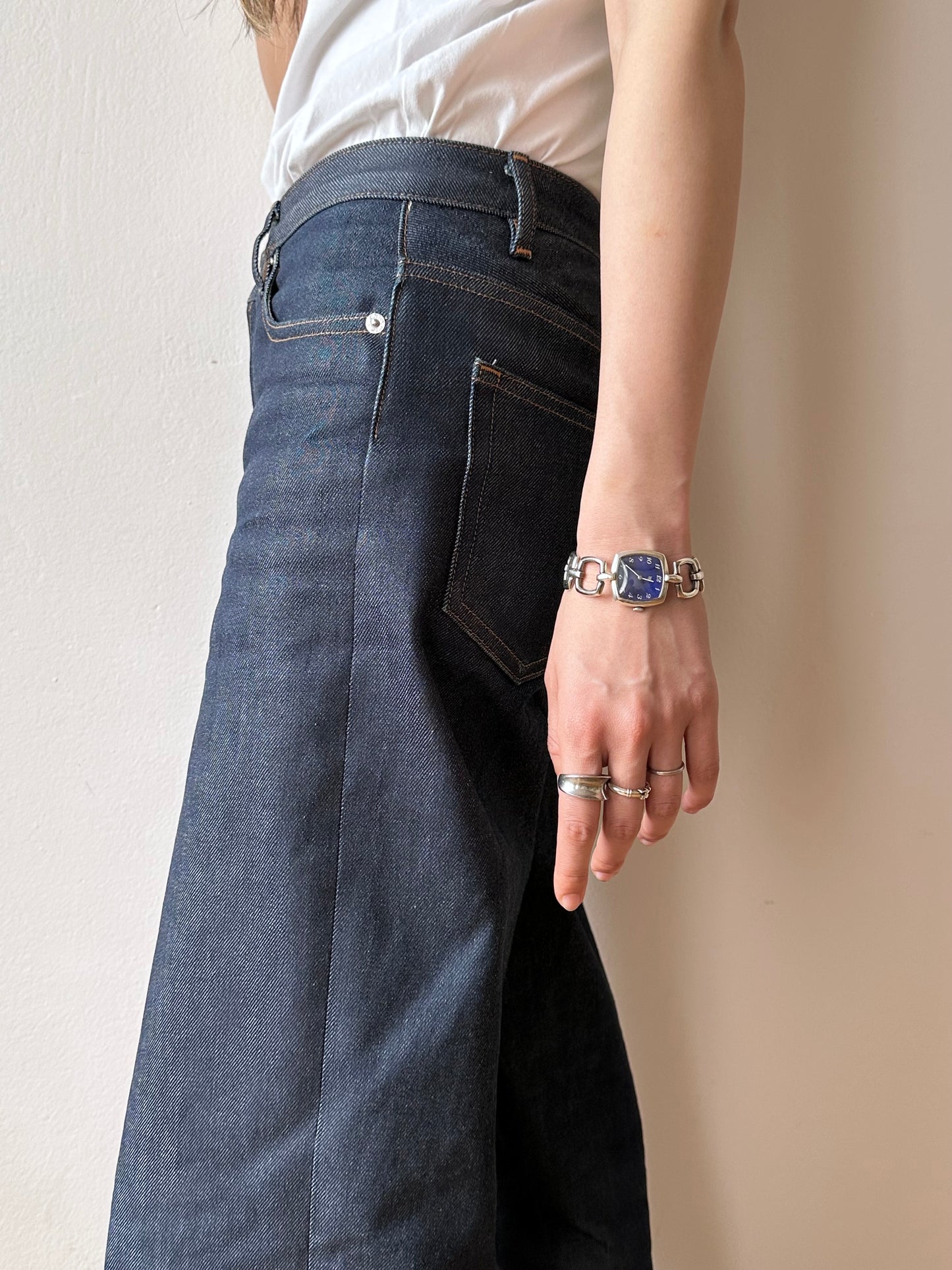 60-70s France silver blue dial watch