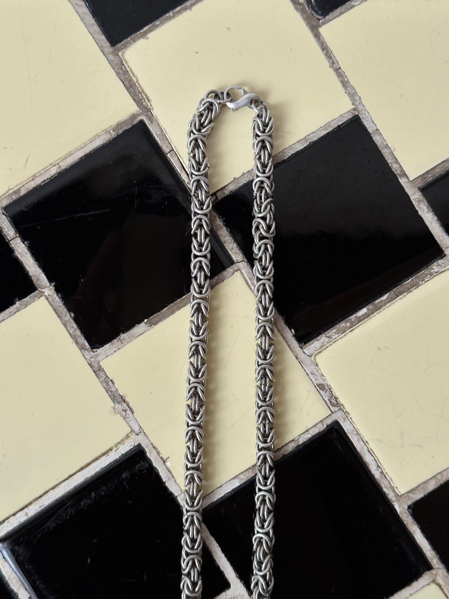 byzantine link chain necklace silver vintage German