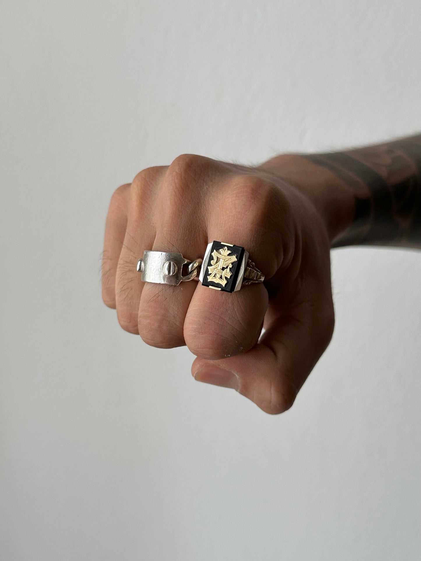 1920-30s Artdeco Czechoslovakia signet ring Au585/Onyx