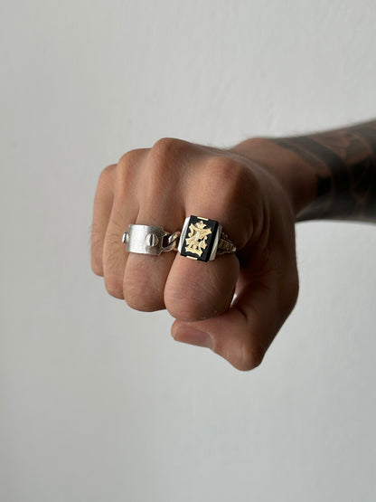 1920-30s Artdeco Czechoslovakia signet ring Au585/Onyx