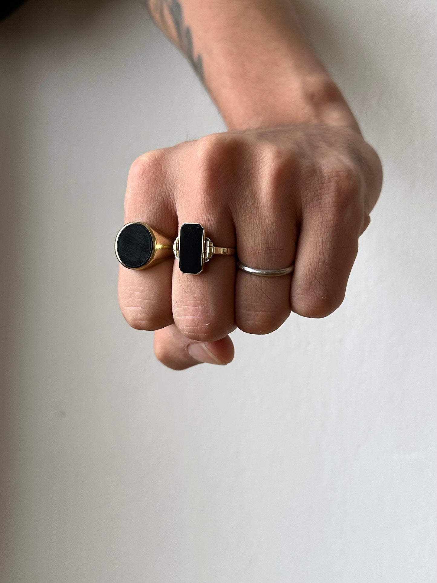 20-30s Artdeco Czechoslovakia signet ring Au585/Onyx