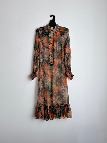 70s silk sheer chiffon dress