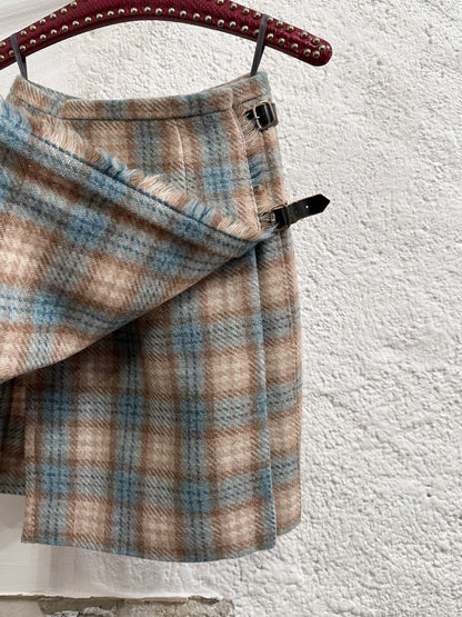 tartan mohair wool skirt made in England