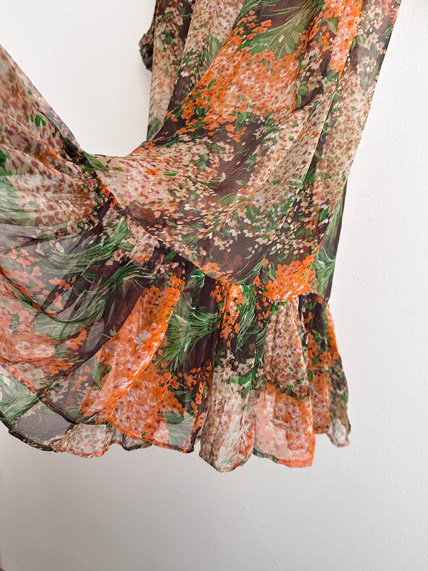 70s silk sheer chiffon dress