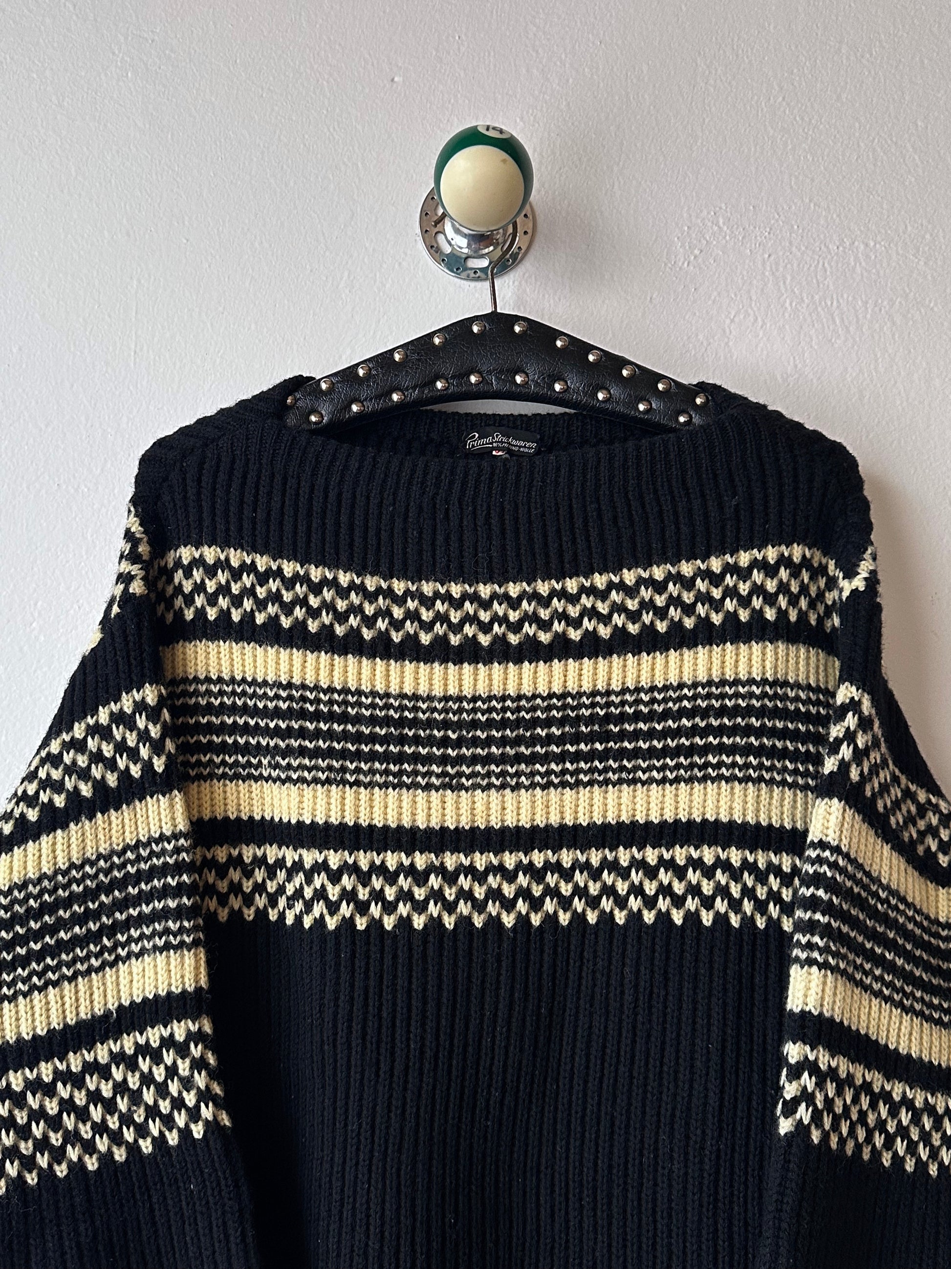 1950's 50年代 1960's 60年代 Ski jumper Wool Merino Wolle Black 黒 ニット Vintage Toto Praha Vintage clothing store Antique shop Prague ヴィンテージ 古着屋 プラハ ショールーム Showroom appointment 予約製 ユーロ古着 ヨーロッパ古着 古着卸 フランス買い付け 