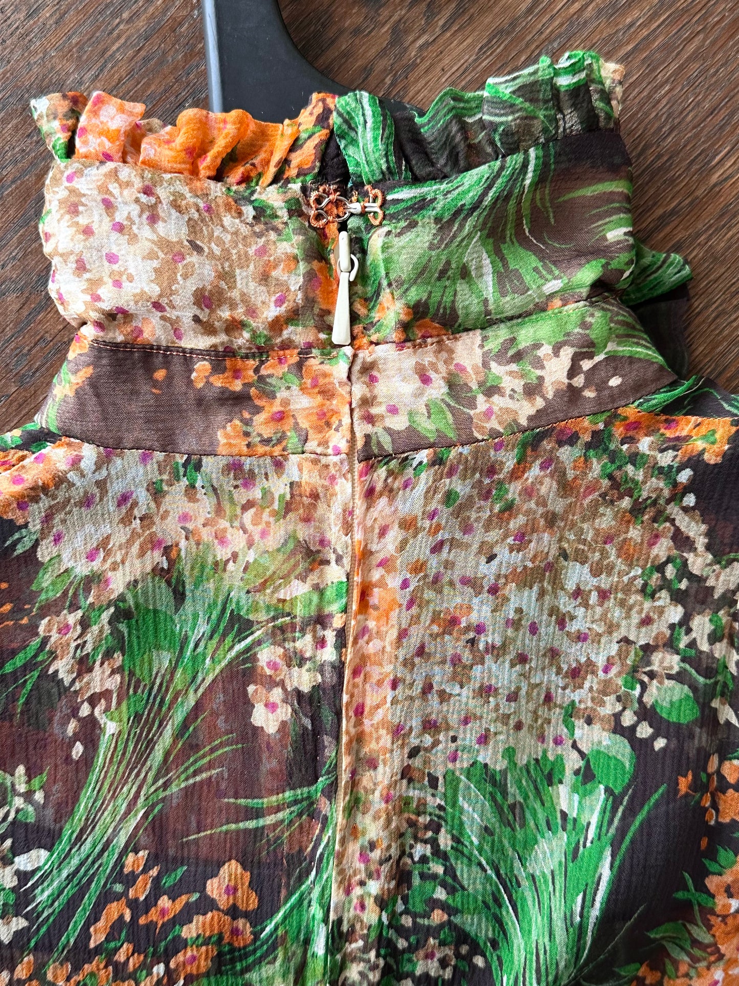 70s silk sheer chiffon dress