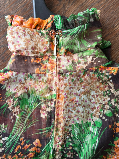 70s silk sheer chiffon dress